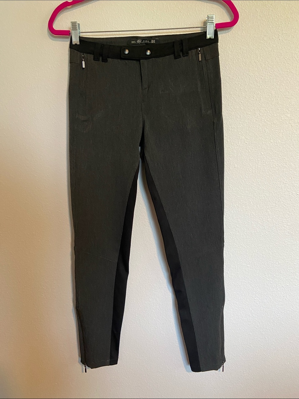 Zara Two-Tone Charcoal and Black Skinny Riding Pants